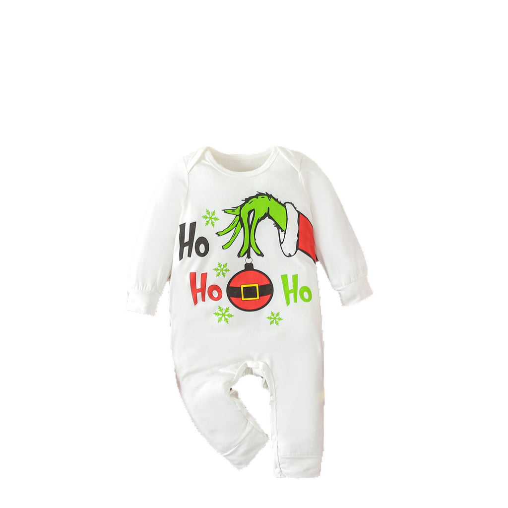 Baby Cartoon Christmas Long Sleeve Cotton Onesie for Newborns, Baby Bodysuit with Flat Crotch, Outing Romper