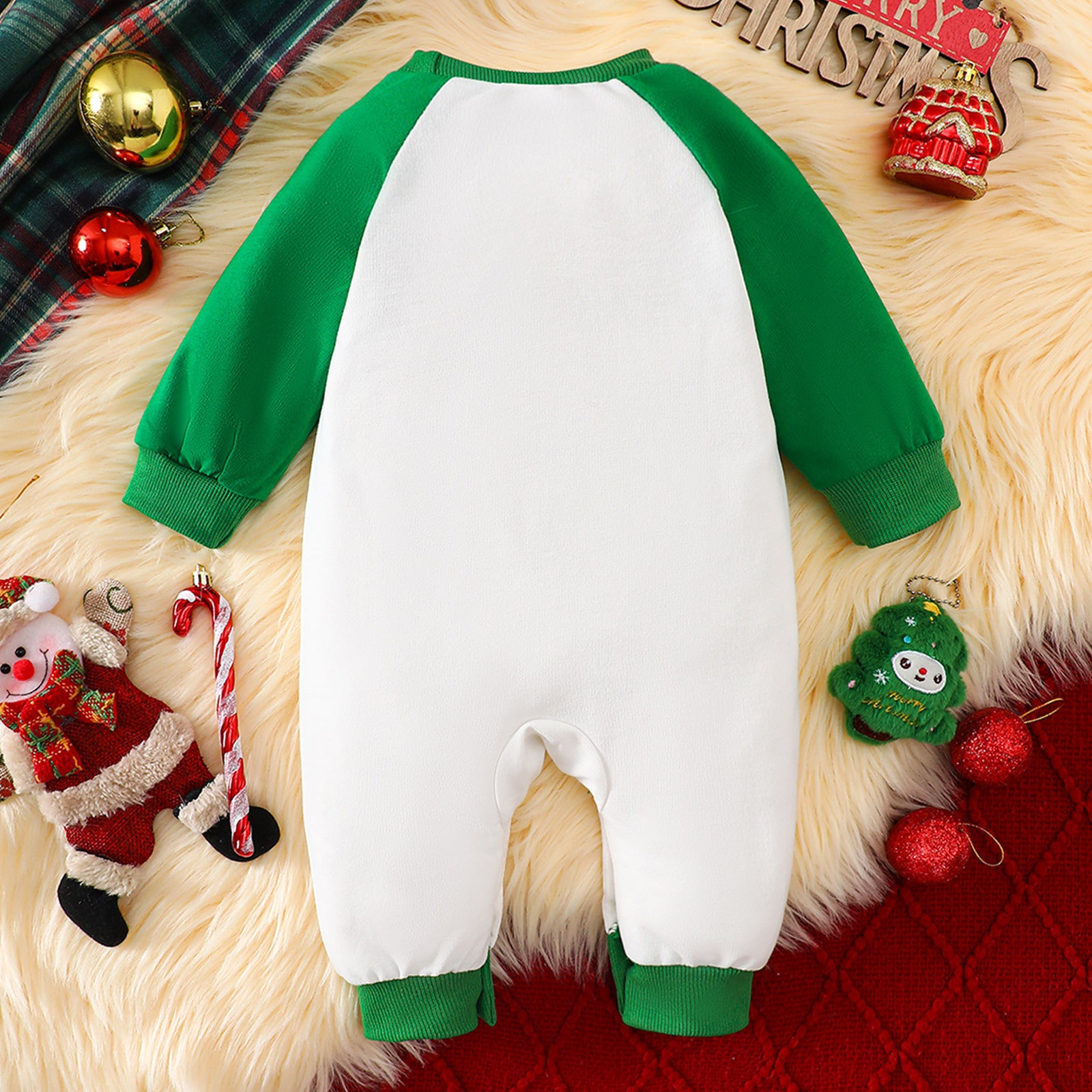 Source Factory Christmas Baby Romper with Christmas Tree Embroidery, Long Sleeve Infant Onesie Newborn Crawling Suit