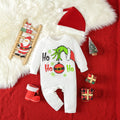 Baby Cartoon Christmas Long Sleeve Cotton Onesie for Newborns, Baby Bodysuit with Flat Crotch, Outing Romper
