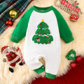 Source Factory Christmas Baby Romper with Christmas Tree Embroidery, Long Sleeve Infant Onesie Newborn Crawling Suit